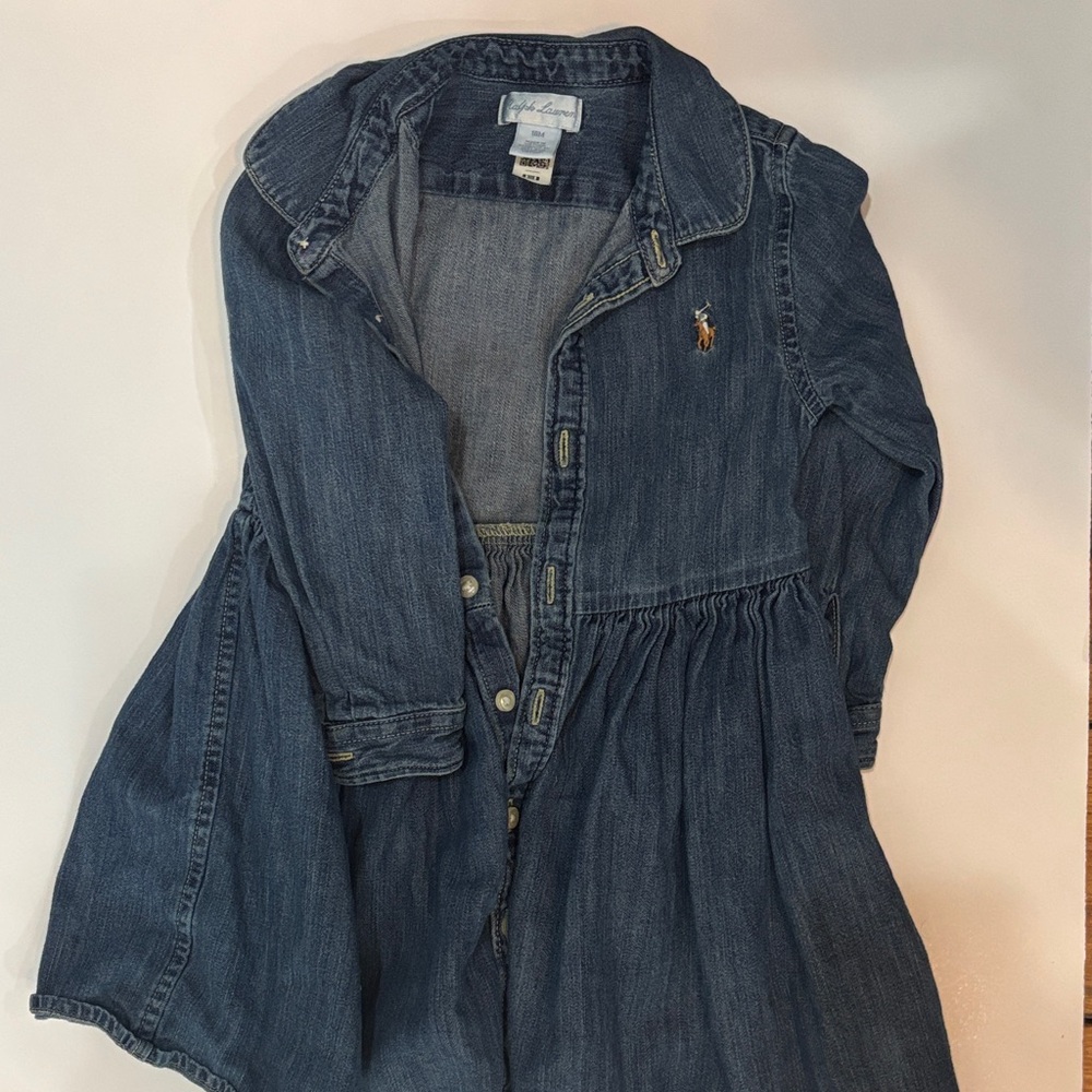 Ralph Lauren Blue Denim Button-Front Dress with Polo Pony